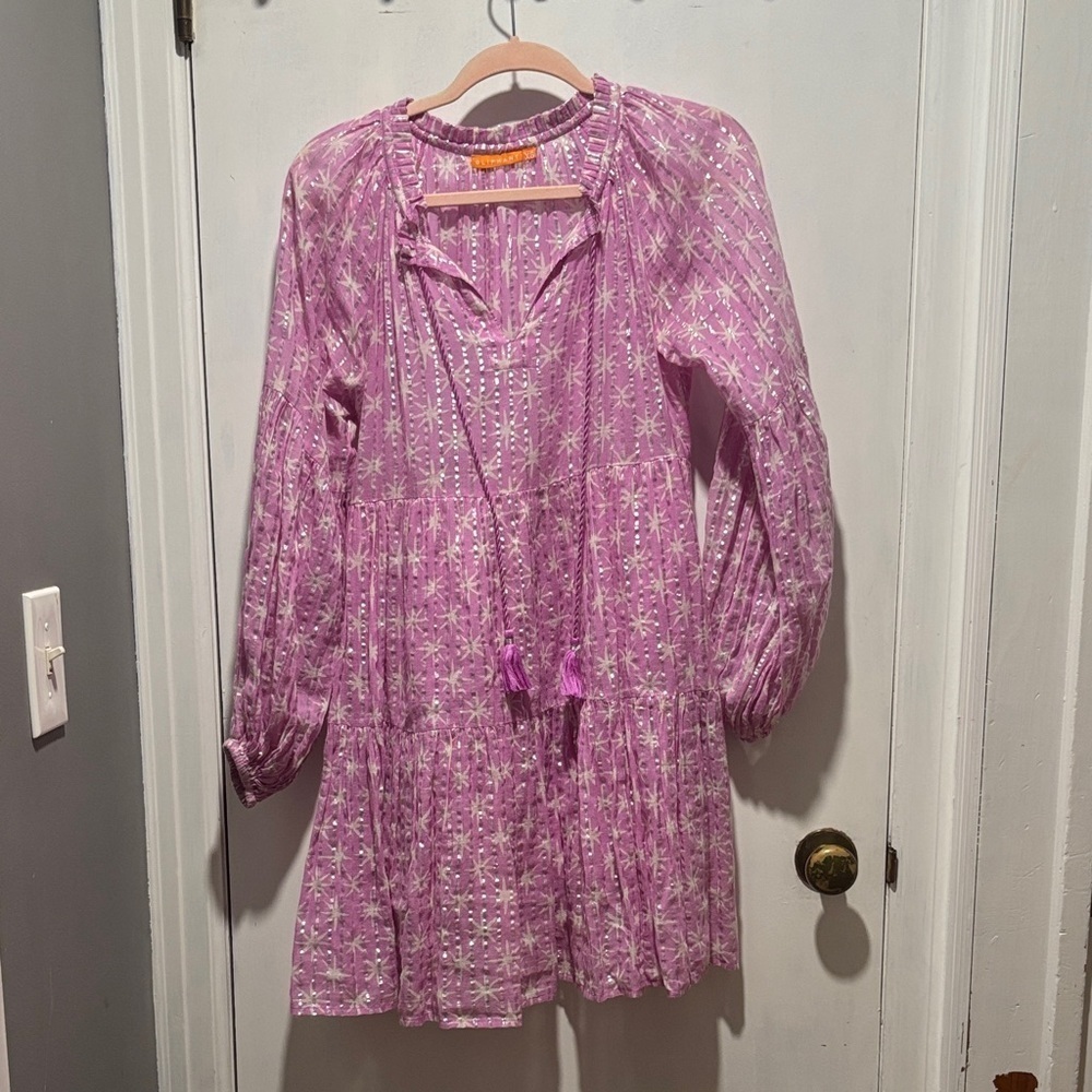 OLIPHANT Tuckernuck mini tinsel long sleeve dress